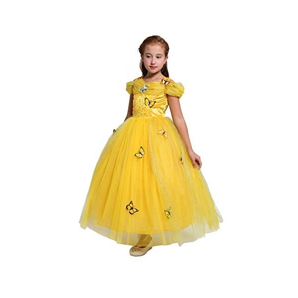 Lito Angels Deguisement Robe Belle et la Bête Costume Princesse Belle avec Accessoires Enfant Fille Taille 2 ans, Jaune