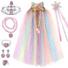 TOPJOWGA Cape Princesse Déguisement Fille, 7 Pièces Costume de Princesse pour Fille, Cape Princesse, Couronne, Baguette, Coll