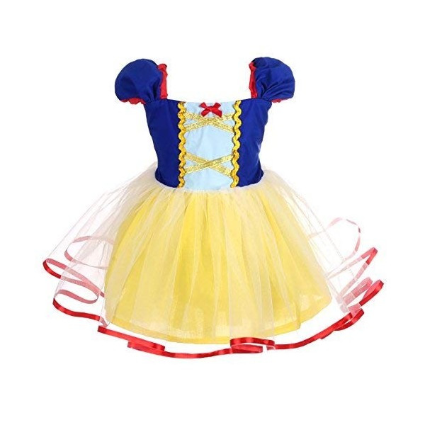 Lito Angels Deguisement Robe en Tulle Princesse Blanche Neige Enfant Fille, Anniversaire Fete Carnaval Costume Halloween, Tai