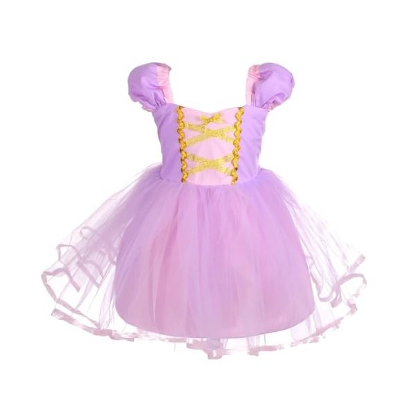Lito Angels Deguisement Robe en Tulle Princesse Blanche Neige Enfant Fille, Anniversaire Fete Carnaval Costume Halloween, Tai