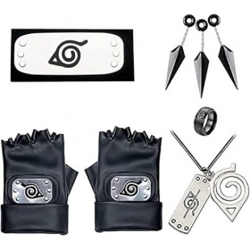 7 PCS Cosplay Accessoires Anime Bandeau Collier Gants Bague pour Enfant Themed Party Costume Props Déguisement Unisexe Homme 
