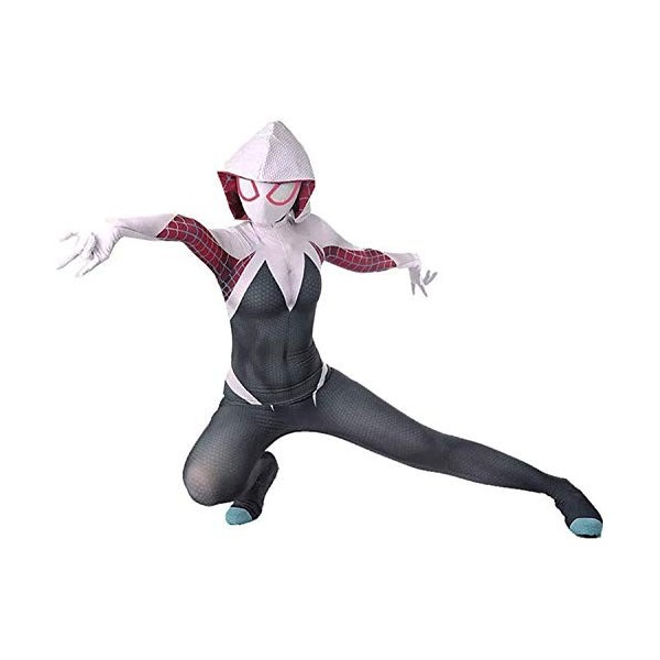 ZHANGMAN Spider-Gwen Combinaison Spiderman Cosplay Costume Zentai Imprimé 3D Super Heros Combinaison Halloween Robe fantaisie