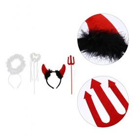 Minkissy Lot de 2 serre-têtes avec cornes dange et de diable - Accessoires pour Halloween et Noël