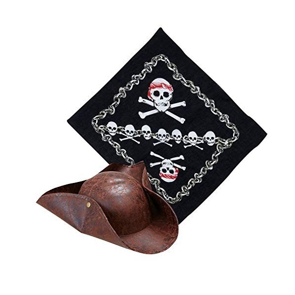 com-four® Ensemble daccessoires 2 pièces pour Les Costumes de Pirate - idéal pour Les carnavals, Les fêtes à thème et Les év