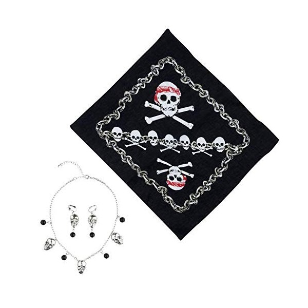 com-four® Ensemble daccessoires 2 pièces pour Les Costumes de Pirate - idéal pour Les carnavals, Les fêtes à thème et Les év