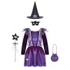 ranrann Déguisement Sorcière Fille Enfant Robe avec Accessoires Halloween Chapeau de Sorcière Sac à Bonbons Baguette Magique 