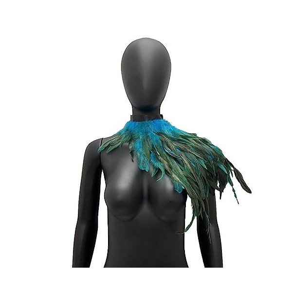 Gothique Plume Haussement dépaules Col Châle Collier Halloween Costume Epaulettes Cape Noir Déguisement Femme Plume Cape Cap