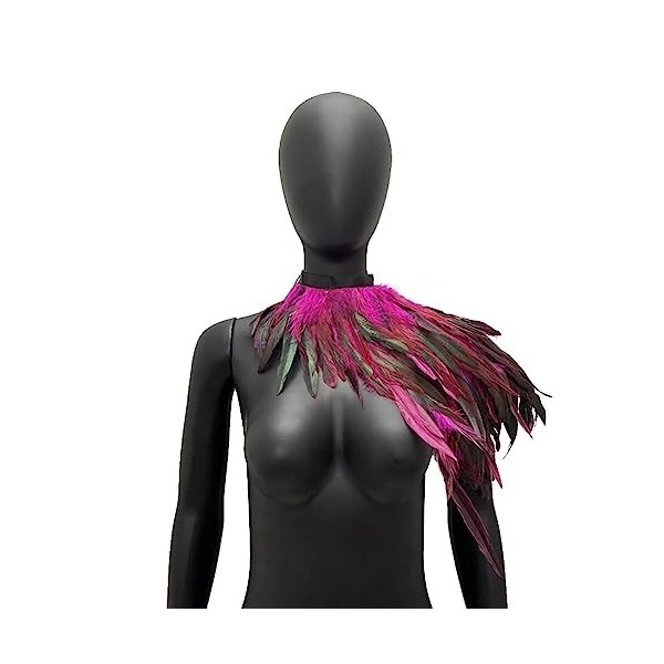 Gothique Plume Haussement dépaules Col Châle Collier Halloween Costume Epaulettes Cape Noir Déguisement Femme Plume Cape Cap