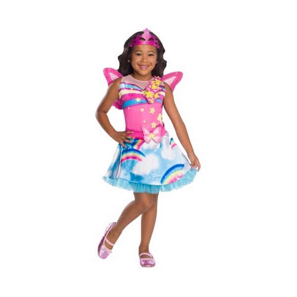 RUBIES - Barbie Officiel - Deguisement Fée pour enfants Barbie Dreamtopia - Taille 7-8 ans- Déguisement de fée , Robe de prin