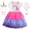 YYDSXK Robe Princesse Fille, Deguisement Licorne avec Accessoires, Robe Licorne Enfant Fille Déguisement de Princesse pour No