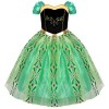 IMEKIS Enfant Filles Princesse Anna Robe Reine Des Neiges Costume Carnaval Déguisement Cosplay Habiller Fleur Robe De Fête D