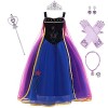 IMEKIS Enfant Filles Princesse Anna Robe Reine Des Neiges Costume Carnaval Déguisement Cosplay Habiller Fleur Robe De Fête D