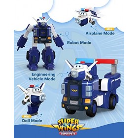 Super Wings "Pauls Cruiser" Véhicule Transformable en robot 18 cm + 1 figurine,Jouet Enfant 2 3 4 5 6 7 8 Ans Garcon Fille