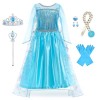 Foierp Elsa Robe Princesse Fille - Costume Princesse Elsa Enfant Deguisement avec Accessoires pour Halloween Cosplay Fête Da