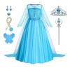 Foierp Elsa Robe Princesse Fille - Costume Princesse Elsa Enfant Deguisement avec Accessoires pour Halloween Cosplay Fête Da