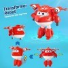 Super Wings 5" Transforming Characters 2-Pack Transforming Supercharged Jett + Dino, Transformer Toy for 3+ Year Old Boy Girl