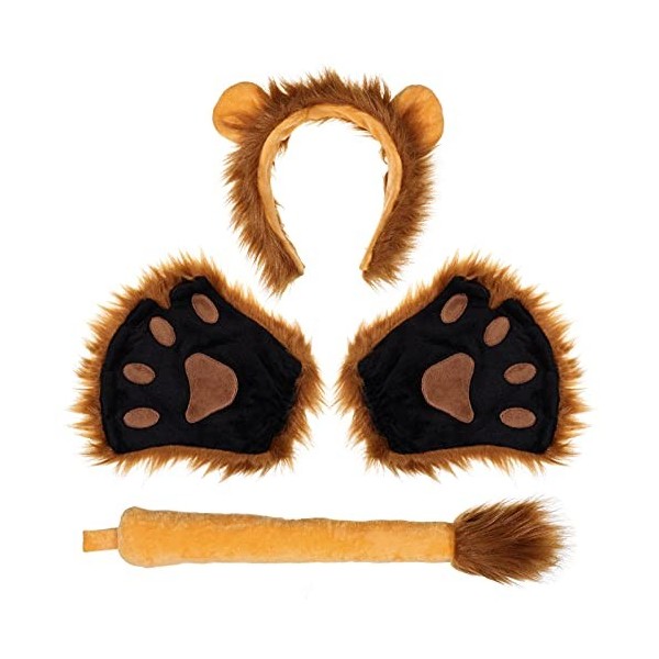 FRCOLOR Oreilles de lion et queue de lion - Ensemble bandeau, queue et col - Accessoires pour déguisement dHalloween pour en