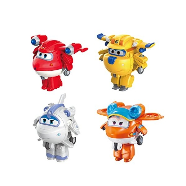 Super Wings "Donnies Dozer" Véhicule Transformable en robot 18 cm + 1 figurine,Jouet Enfant 2 3 4 5 6 7 8 Ans Garcon Fille