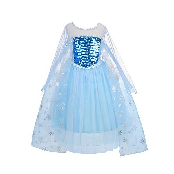 Lito Angels Deguisement Costume Robe Reine des Neiges Princesse Elsa Enfant Fille avec Cape et Accessoires Taille 3-4 ans, Ma