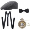 Wagoog Années 1920 Accessoires pour Hommes, Mafia Gatsby 1920s Costume Ensemble y Compris Le Chapeau Panama, Ajustable Bretel