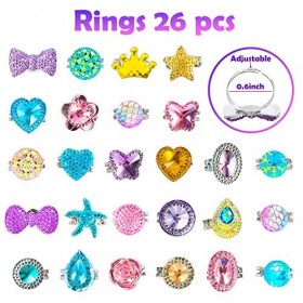 WATINC 62 Pcs Princesse Dress Up Accessoires Set Bijoux Petite Fille Enfants Jolie Princesse Sirène pour Déguisement avec Sac