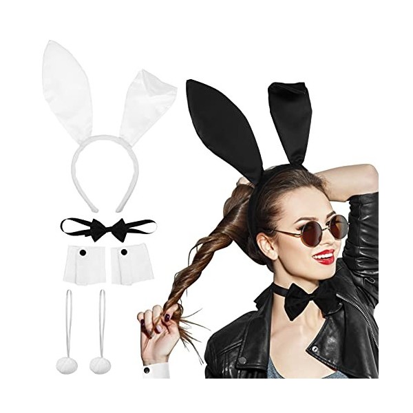 FRCOLOR Lot de 10 accessoires pour déguisement dHalloween avec oreilles de lapin et nœud papillon