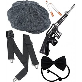 Dreamzfit - Costume Gatsby des années 1920 Al Capone Gangster Peaky Blinder Gatsby pour homme - Ensemble daccessoires de dég