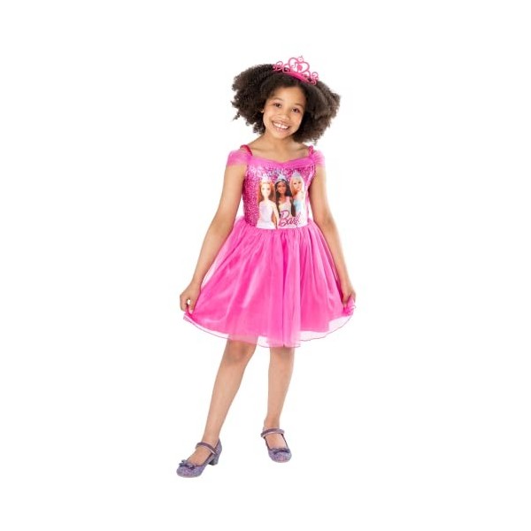 Rubies - Barbie Officiel - Déguisement Classique Barbie Princesse pour Enfants - Taille 2-3 ans -Robe Tutu Rose avec Top Impr