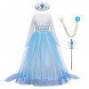 IWEMEK Filles Déguisements Princesse Elsa Robe et Accessoires Reine des Neige 2 Costume de Carnaval Halloween Noël Robes de f