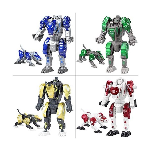 Sanggi 4 en 1 Robot Transformable, [ Lot de 4 ] Robot en Alliage Transformers Jouet, Enfants Puzzle Robot Jouets pour 3-12 Âg