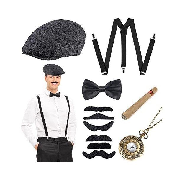 1920 Ensemble d’accessoires de costume Gatsby pour hommes
