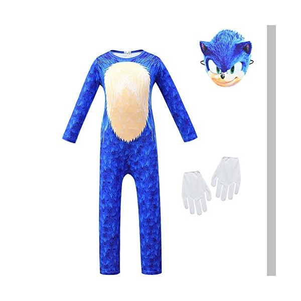 TBNRFrags Costume de costumade classique pour enfants Sonic le Hérisson – Déguisement de jeu pour enfants – Combinaison pour 