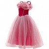 IWEMEK Filles Aurore Costume Princesse Robe Longue en tulle + Accessoires Ensemble La belle au bois dormant Cosplay Halloween