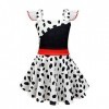 IWEMEK Enfants Filles Cruella Costume 101 Dalmatien Déguisements Cruella De Vil Robe Manteau + Accessoires Halloween Carnaval