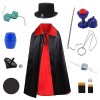 skyllc Ensemble daccessoires de costume de magicien, costume de magicien avec chapeau magique, baguette et autres accessoire