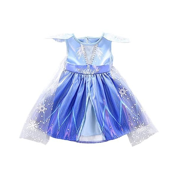 Lito Angels Deguisement Robe Reine des Neiges 2 Princesse Elsa Costume Aventure Bebe Fille avec Cape et Accessoires Taille 12