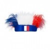 Kit Supporter France Allez les Bleus - 7 Accessoires, 1 Coiffe Chevelue, 1 Maquillage à bande Bleu Blanc Rouge, 3 Drapeaux Fr