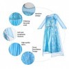 Vicloon Elsa Déguisement,5pcs Robe Princesse Elsa Deguisement Elsa Reine des Neiges avec Accessoires de Baguette Magique Prin