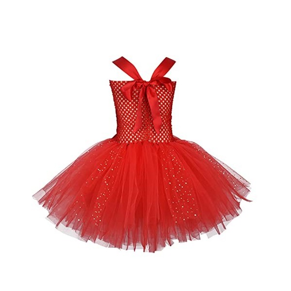 IWEMEK Bébé Enfants Filles Diable Déguisement Tricotée Tutu Robe + Corne Bandeau + Trident Accessoires Carnaval Halloween Cos