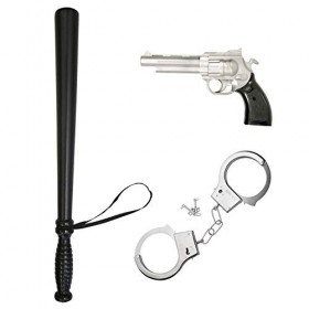 COM-FOUR® Ensemble daccessoires de costume 3 pièces Police - tenue et accessoire idéaux pour le carnaval, lHalloween, lann