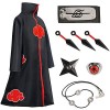 Amycute Costume Akatsuki Itachi Cape Cosplay Deguisement Akatsuki Uchiha Itachi Bandeau Bague Collier Ninja Accessoires Anime