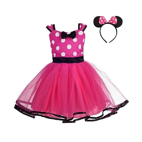 Lito Angels Deguisement Robe Princesse Minnie Bebe Fille, Anniversaire Fete Halloween Carnaval, avec Oreilles de Souris Serre