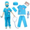 Wbesty Kids Scrubs pour filles Costume de médecin pour enfants Kit de jeu 7pcs avec costume et accessoires pour les fêtes dH