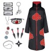 JMOCD Déguisement Akatsuki Hidan Itachi Costume Halloween Adulte Enfant Cape, Akatsuki Cosplay Anneau Bandeau Bague Collier A