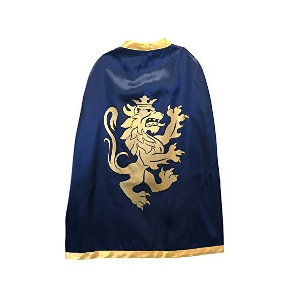 Liontouch - Cape de Chevalier Noble, Bleue | Manteau de Jeu médiéval pour Enfants avec thème du Lion doré | Déguisements, Ten