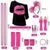 YISKY Déguisement Année 80 Accessoire Femme, Annees 80 Costume Vetement Fête, Vêtements Années 80 Néon Tenu, T-Shirt, Jambièr