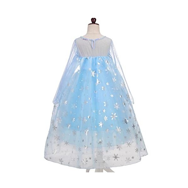 Lito Angels Deguisement Costume Robe Reine des Neiges Princesse Elsa Enfant Fille avec Cape et Accessoires Taille 3-4 ans, Ma