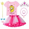 YYDSXK Peach Princesse Déguisement pour Enfant Filles Peach Cosplay Costume Set avec Couronne Collier Accessoire, Princesse T