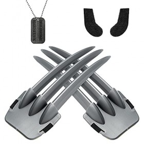 W1cwey Lot de 5 griffes Wolverine - Costume de cosplay - Avec griffes - Moustaches - Collier en plastique sûr - Accessoires d