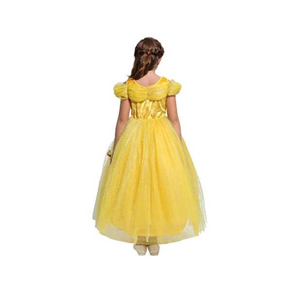 Lito Angels Deguisement Robe Belle et la Bête Costume Princesse Belle avec Accessoires Enfant Fille Taille 5-6 ans, Jaune